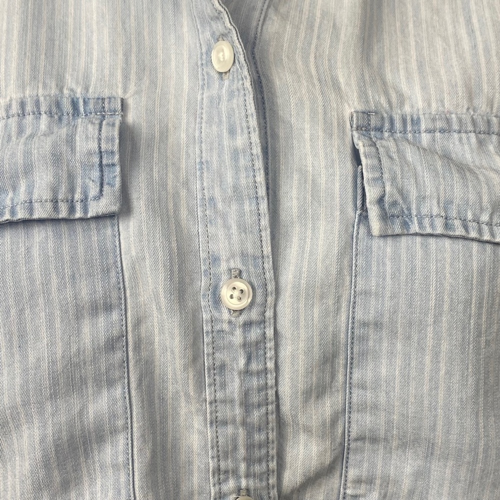 Rails Daphne Raw Hem Stripe Button Down Shirt Blu… - image 3
